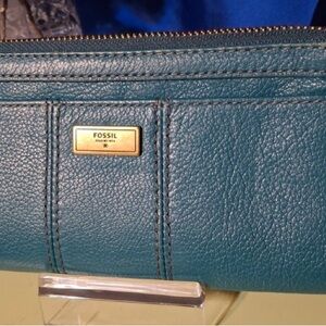 Fossil Teal Leather Women's Clutch
